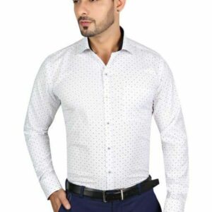 KIRASA Men's Premium Cotton Formal Full Sleeve Printed Shirt